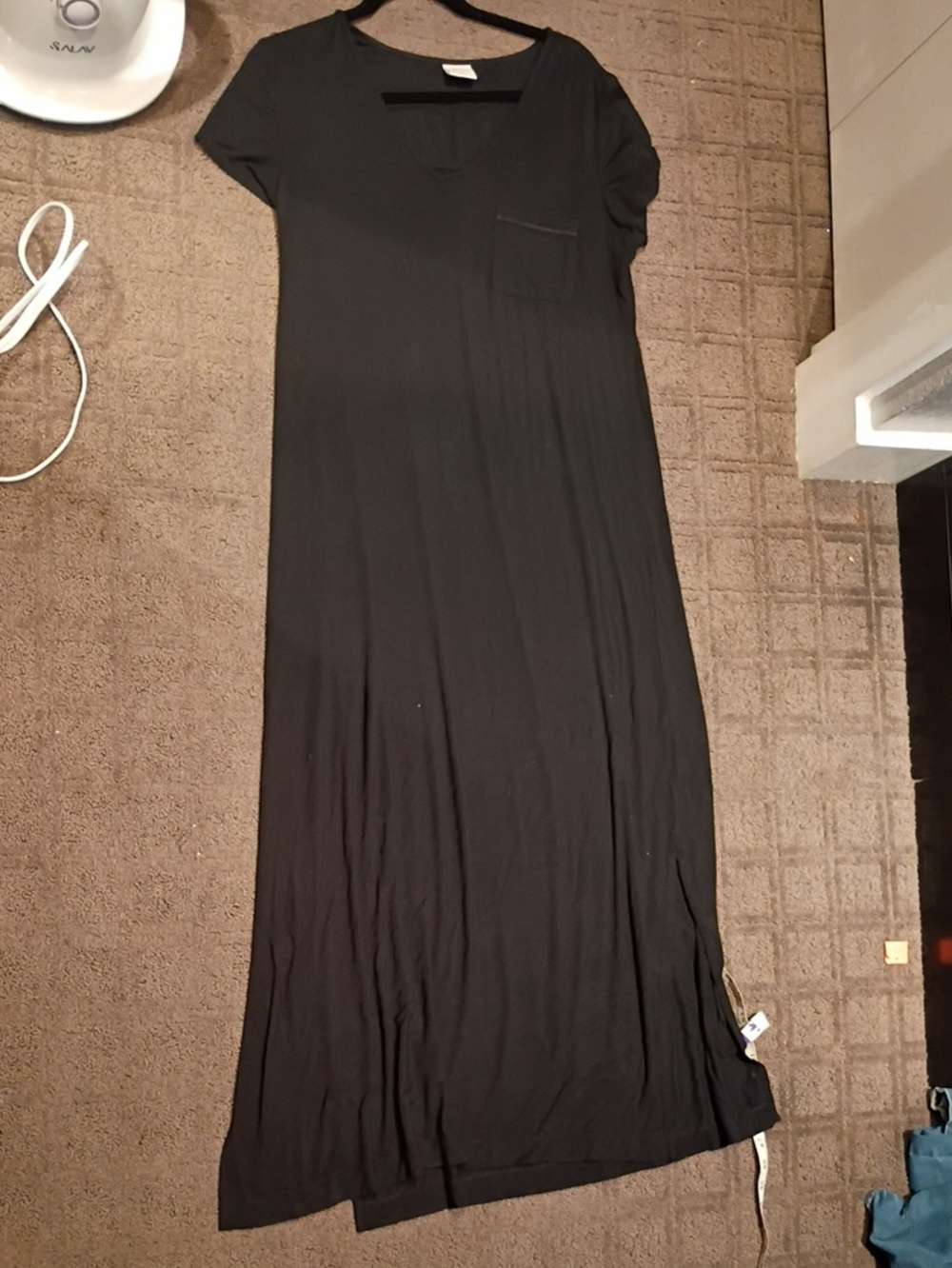 Soma Black Short-Sleeve Maxi Dress with Chest Pocket